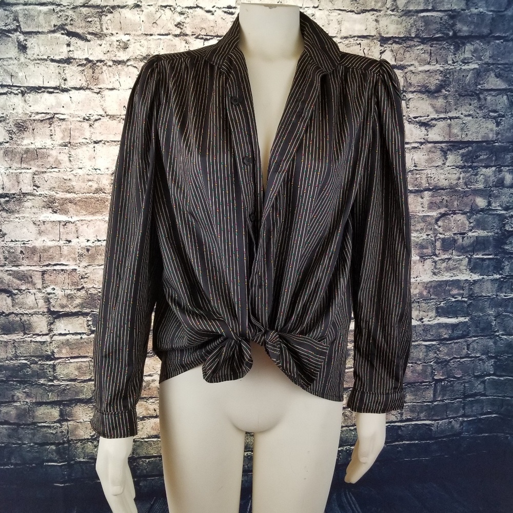 Vintage Pinstripe Button Down Blouse